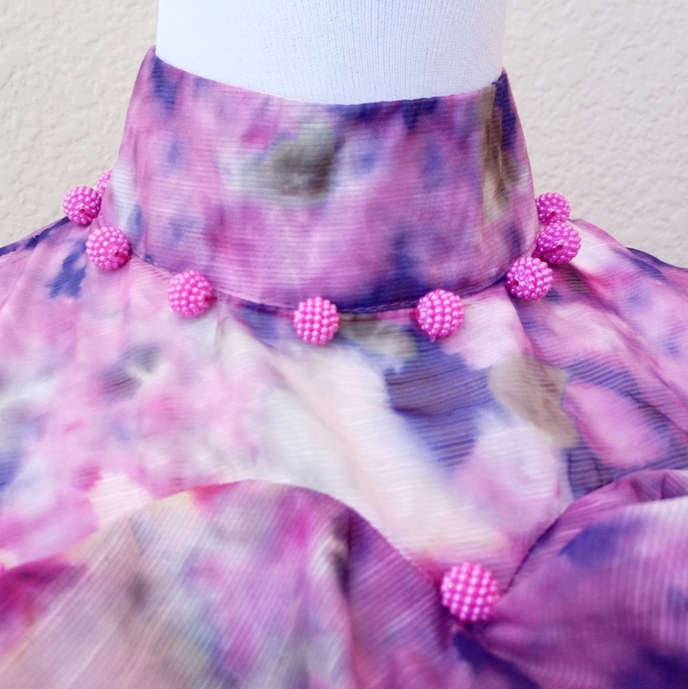 Beulah Lavender Floral Ruffled Long Sleeve Mini Dress - Picture 4 of 10